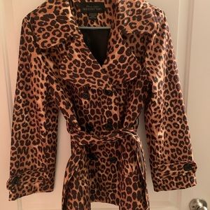 Leopard print trench coat style raincoat